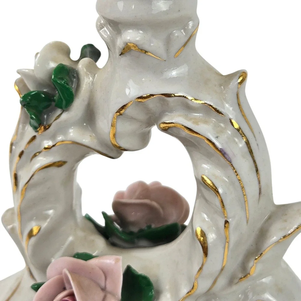 Vtg Porcelain Dresden Karl-Heinz Klette Candle Holder Crown D Germany 5.5